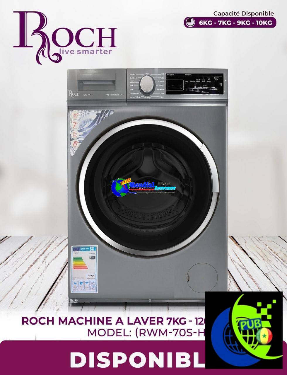Machine à laver Roch 6kg a vendre HLM Grand Yoff