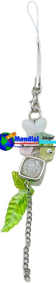 PLCPDM Doux Feuille Fleurs Perle téléphone Charme Sangles clé de Voiture Suspendus Pendentifs Mode Sac décoration lanière Sac à Main accessoires 2
