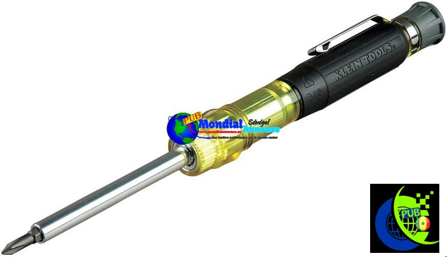 Klein Tools Tournevis de poche 4 en 1 Précision Electronics avec embouts de résistance industrielle, jaune/noir