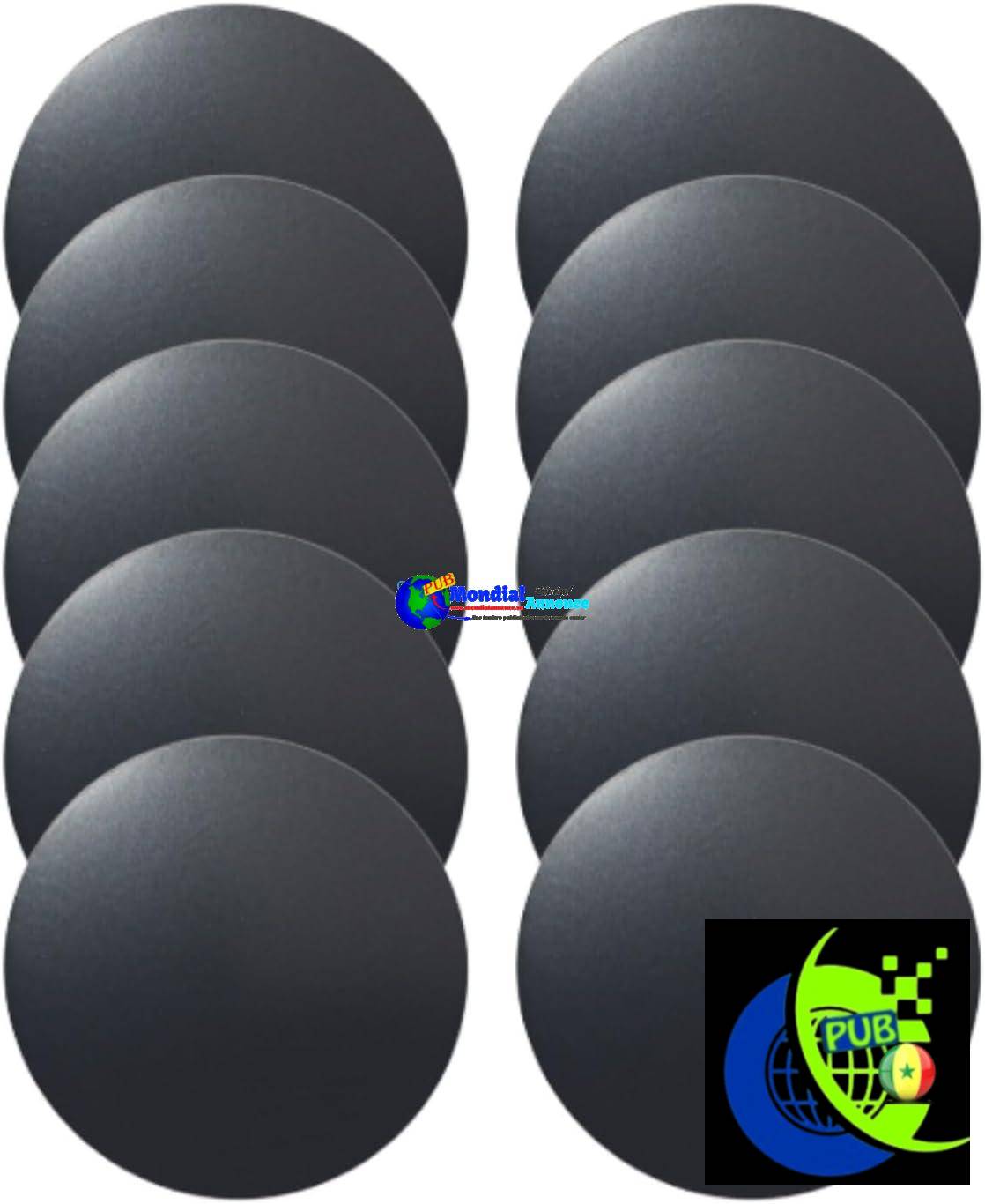 Plaques Métalliques rondes AORHOFJ Lot de 10  autocollantes pour téléphone portable, accessoires de voiture, noir