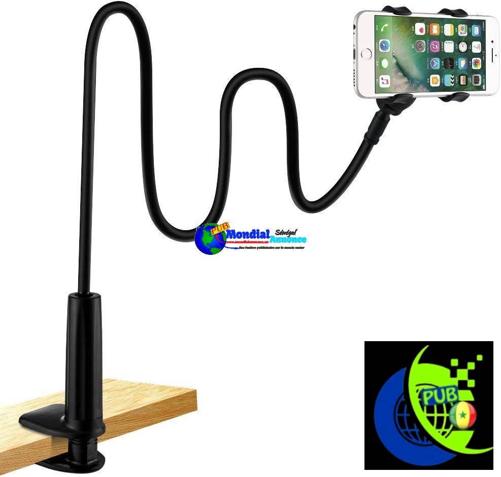 Support Téléphone Lit, Flexible Long Bras Rotation 360° Réglable pour iPhone – Samsung et Huawei