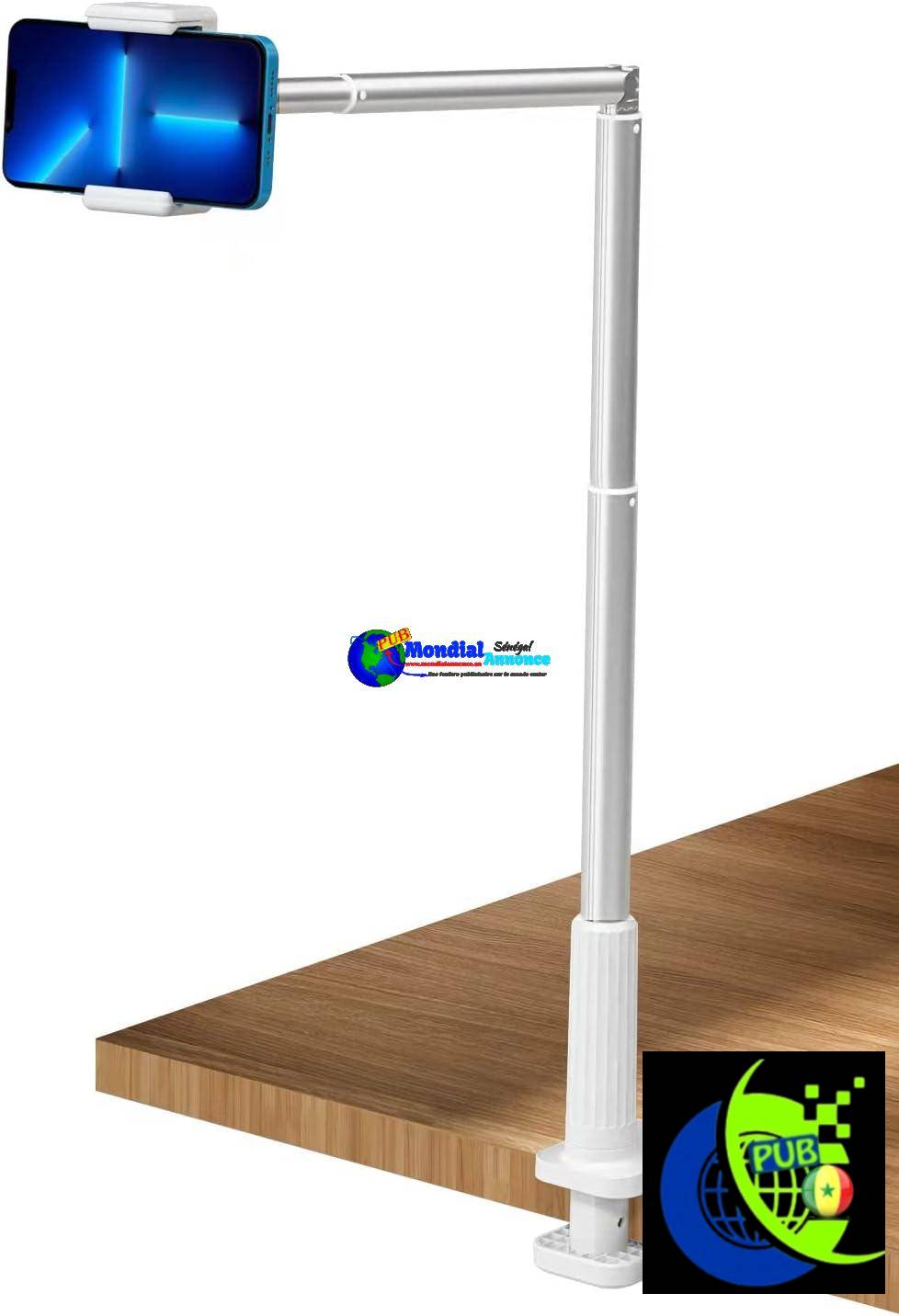 YAyusi Support de Téléphone Aérien pour Bureau et Lit, Support de Téléphone Flexible Universel à 360°, Support de Téléphone pour Table de Chevet, Compatible avec iPhone 15 14 etc