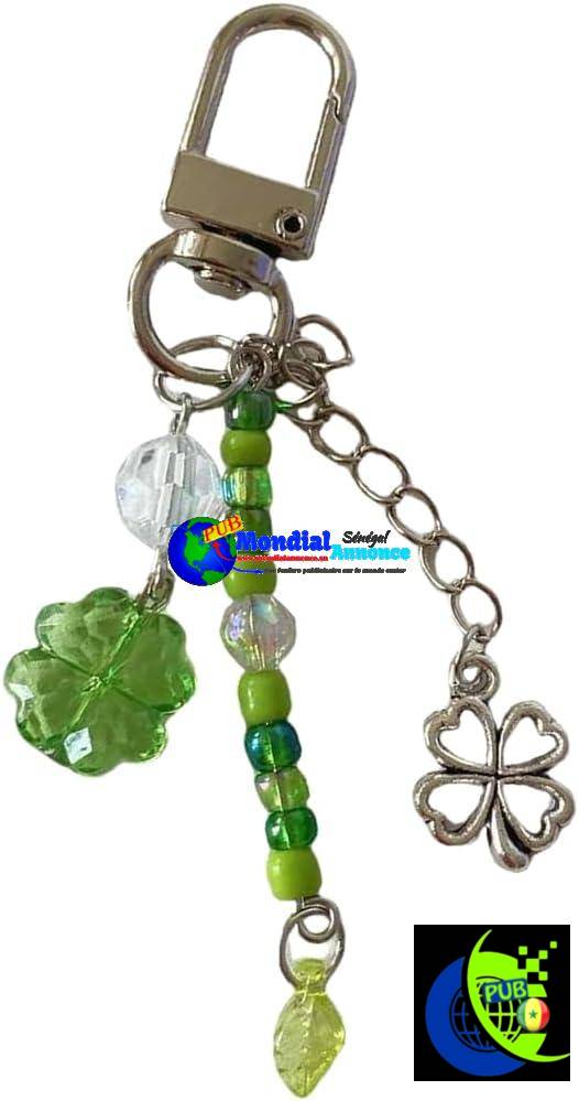 Sangle Téléphone PLCPDM Doux – Lanière Herbe, Feuille, Perle et Pendentif Mignon