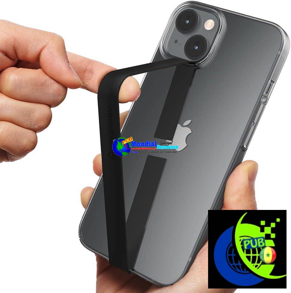Sinjimoru Sangle élastique en Silicone pour téléphone Portable, Bande Fine pour étui iPhone, Sangle et Support de téléphone, Sinji Loop Noir