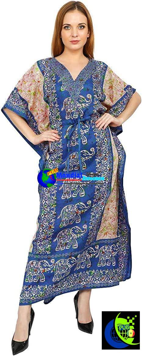 Caftan long à imprimé éléphant pour femmes, style kimono maxi, en taille normale ou taille libre