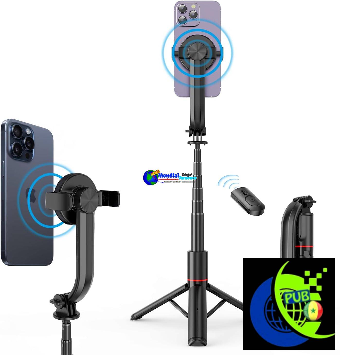 HAFOKO 40 : Bâton à Selfie Magnétique Extensible avec Trépied et Télécommande sans Fil – Compatible iPhone et Téléphones Android
