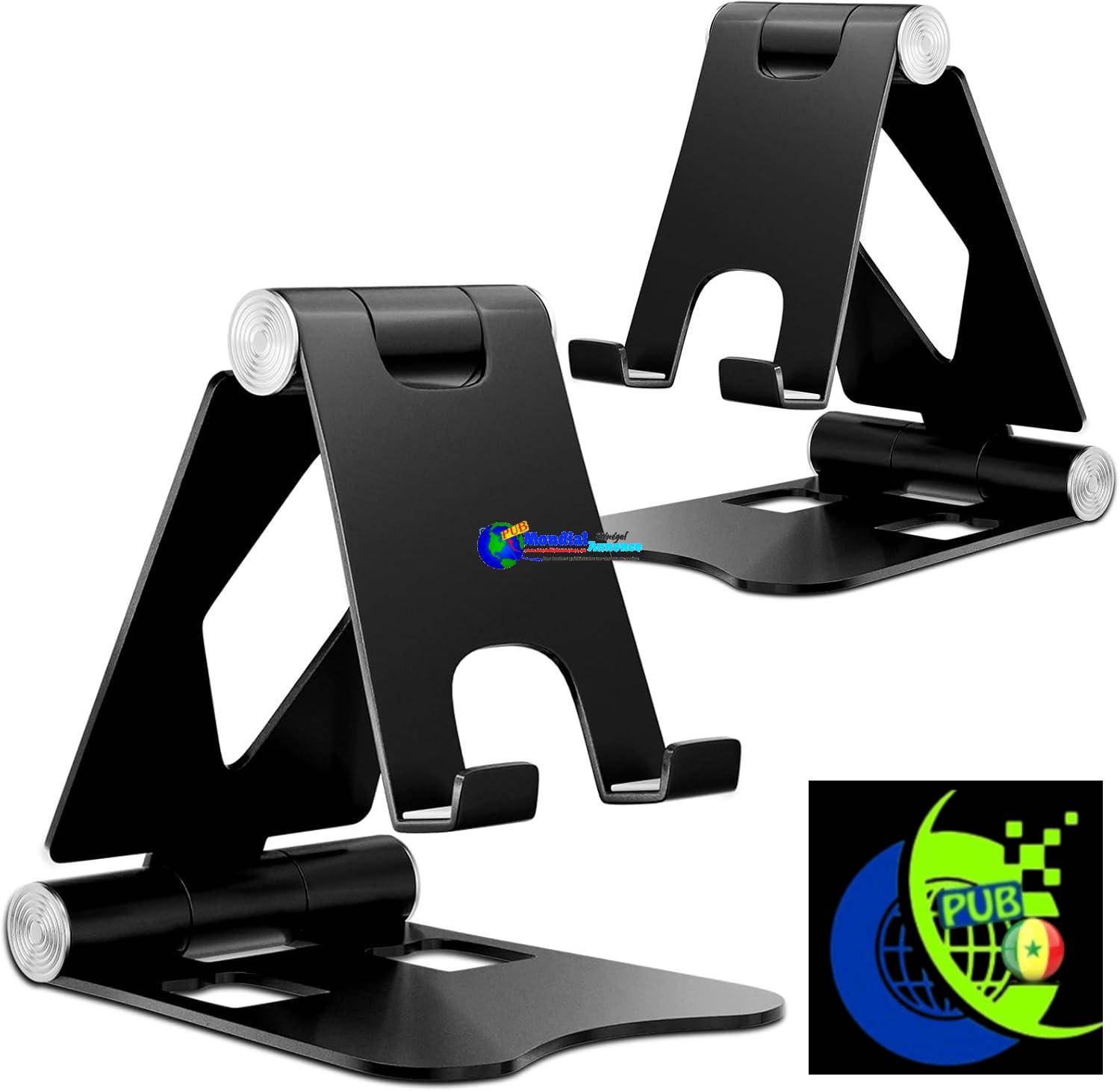 Zivacate Pack de 2 Support Téléphone Bureau, [Pliable & Réglable], Porte Telephone Pliable Compatible avec iPhone 15, 14, 13 Pro Max, Tous Les Téléphones Mobiles de 4” à 7.9”