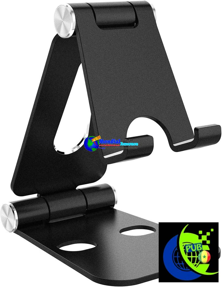 Simpeak Support Téléphone, Petit Support Dock Uniquement Compatible avec Téléphone Portable, Bureau, Smartphones Aluminium – Noir