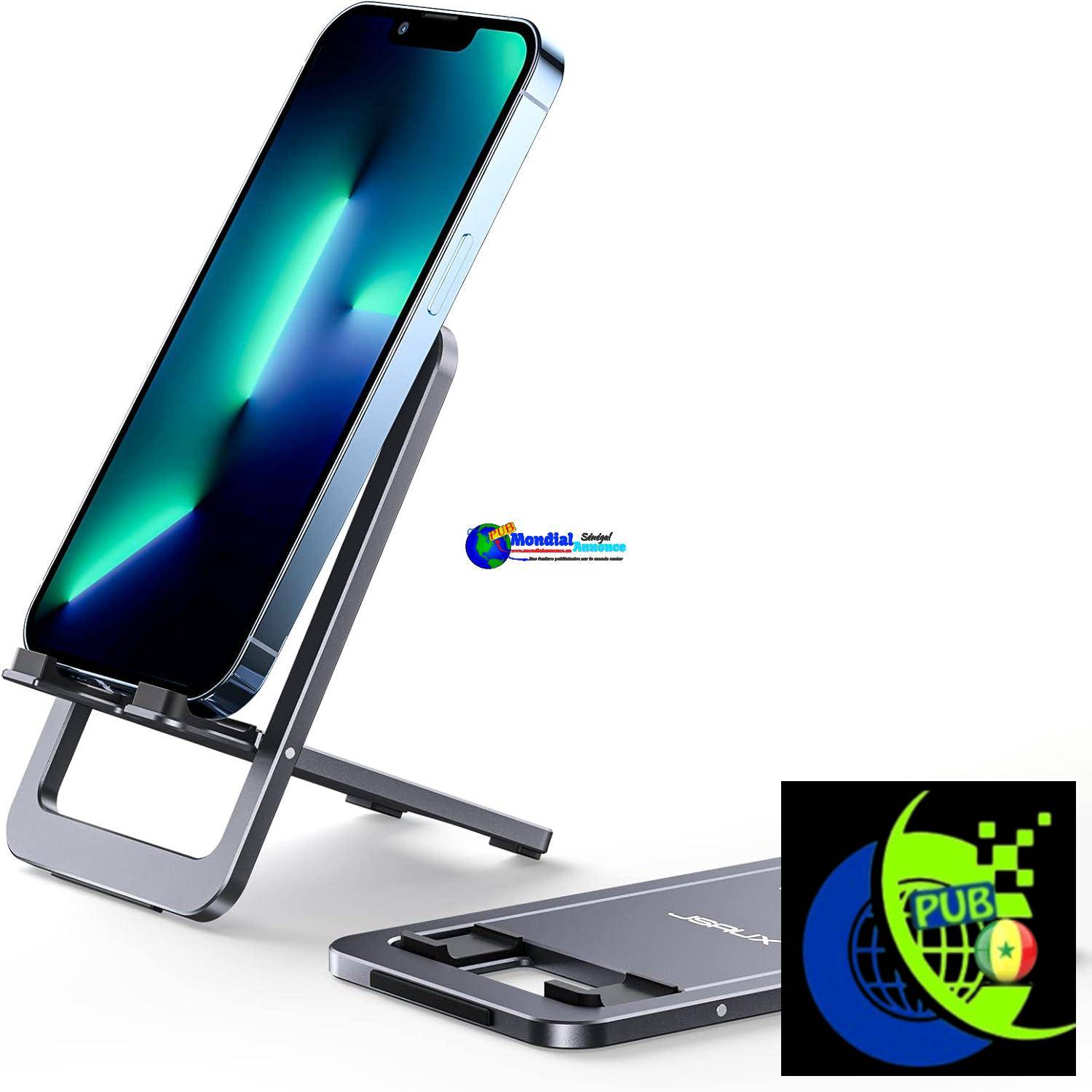 JSAUX Support de téléphone Portable, Support Pliable en Aluminium Ajustable pour Bureau Support de Voyage Portable Accessoires de Bureau compatibles pour iPhone 14 13 Pro Samsung S23 A53 Switch Gris