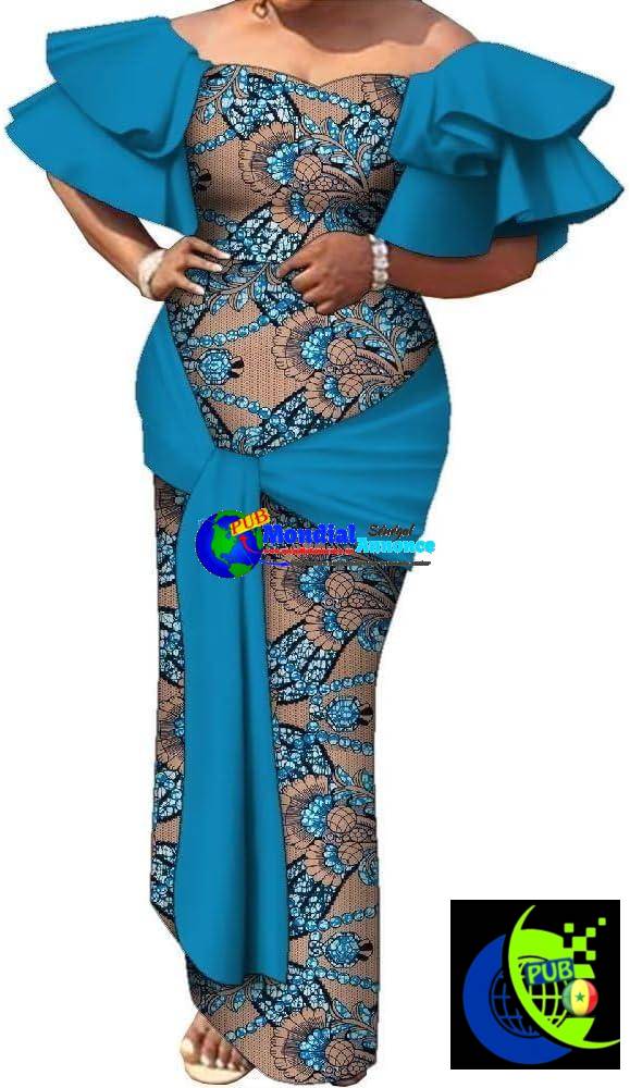 Robe Africaine Manches évasées Élégant Dashiki Maxi Longues