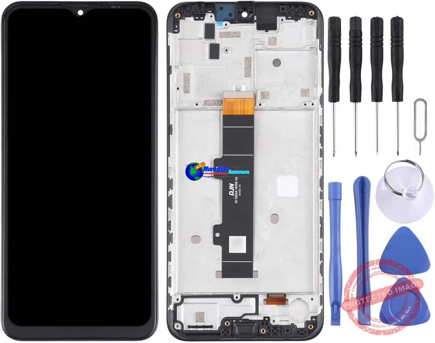 Téléphone portable LCD Affichage TFT LCD Écran pour Motorola Moto G30 XT2129-1 XT2129-2 Digitizer Assemblée Complète avec Cadre (Noir) Pièce de réparation