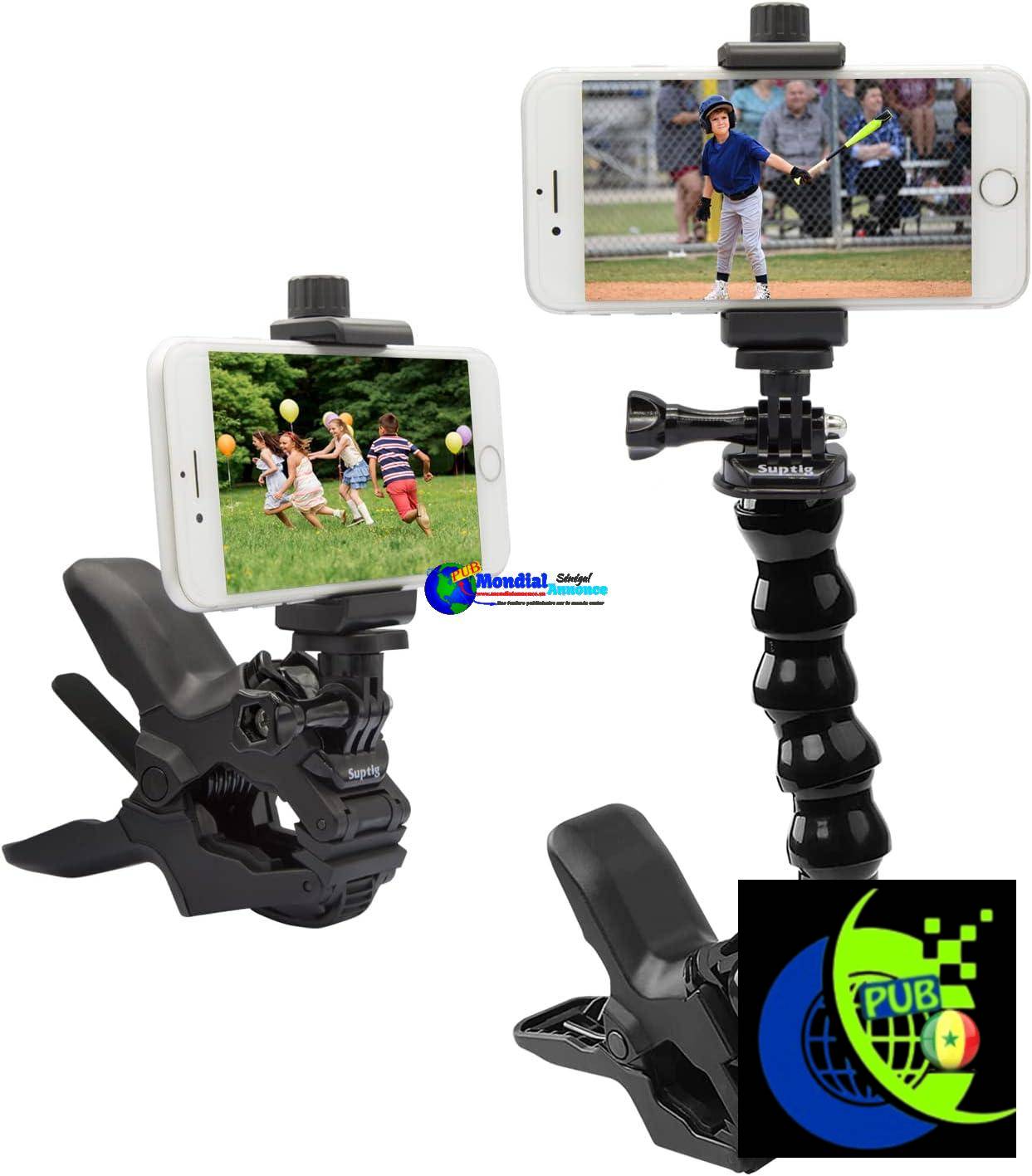 Suptig Support de téléphone à col de Cygne, Pince de Serrage pour téléphone Portable, Compatible avec iPhone 14 Plus, 13 Pro XS Max XR X 8 7 6 6S Plus et Autres appareils de 10,2 à 17,8 cm