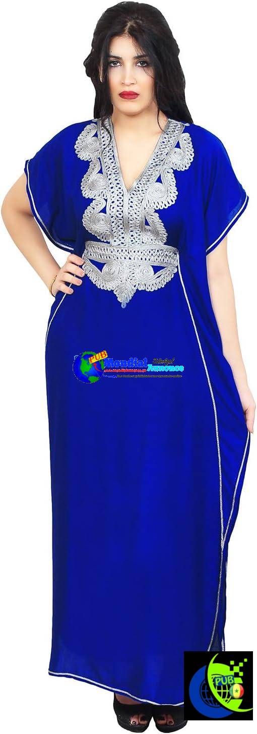 Caftan marocain faits à la main en argent brodé pour femmes