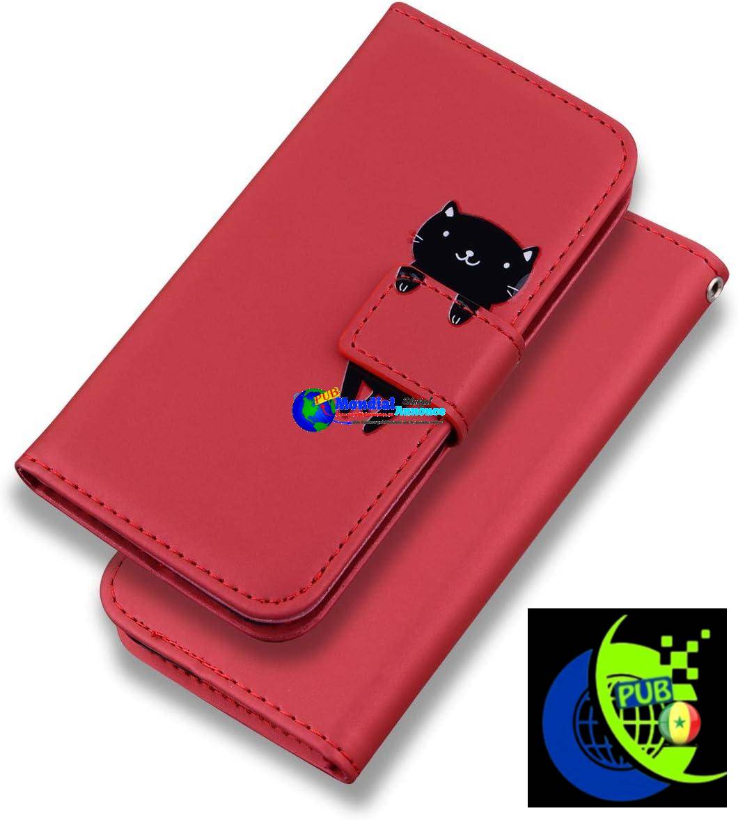 ONETHEFUL Coque Portefeuille Étui pour iPhone SE 3 2022 5G/iPhone SE 2020/iPhone 7 / iPhone 8 / Housse Protection Accessoires Case Flip Cover Phone Étuis en Faux Cuir avec Stand Rouge