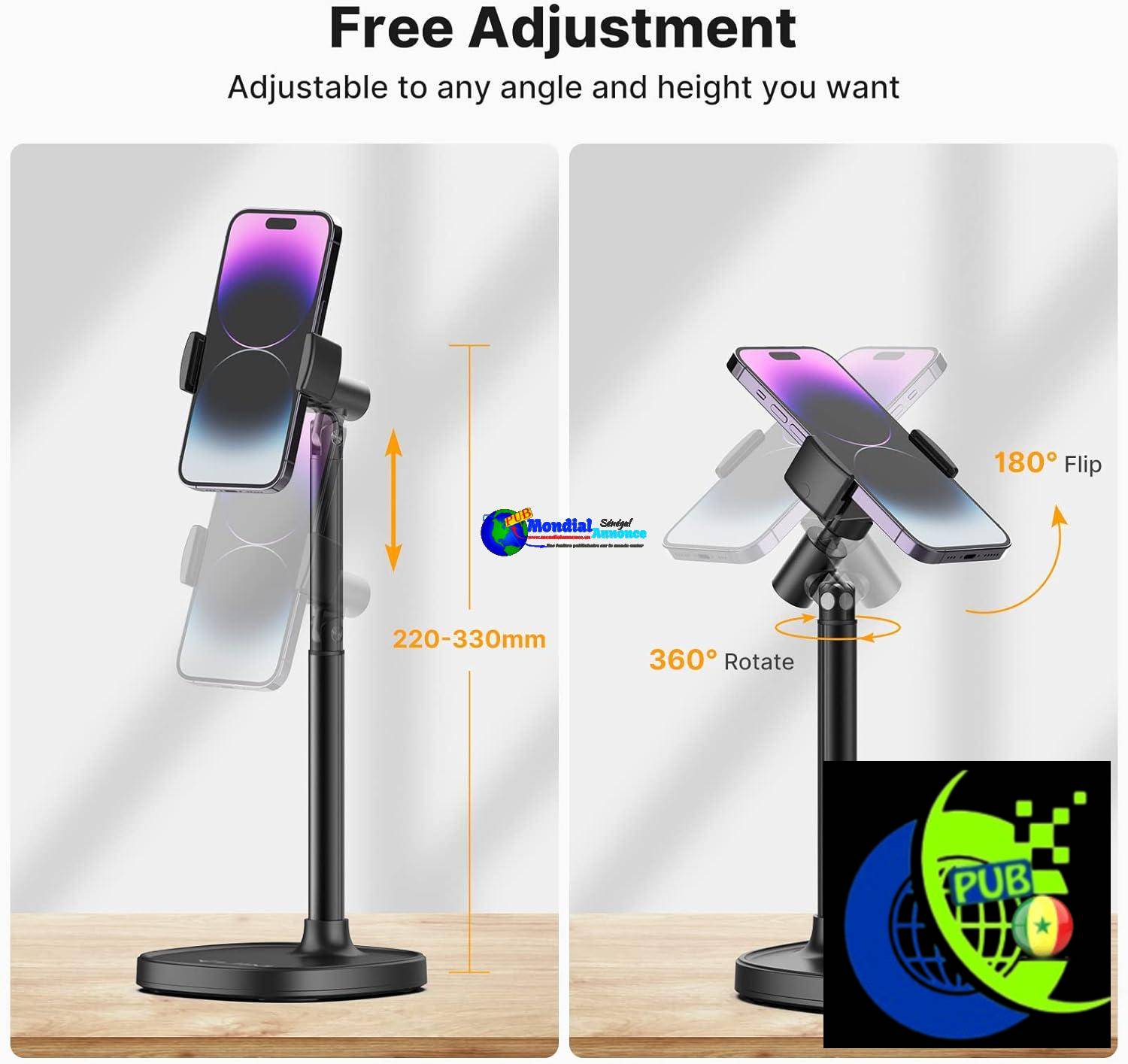 Support Téléphone rétractable, Multi-Angle, pour iPhone 15,14,13,12,11 Pro Max Mini/Galaxy S23,S22,S21