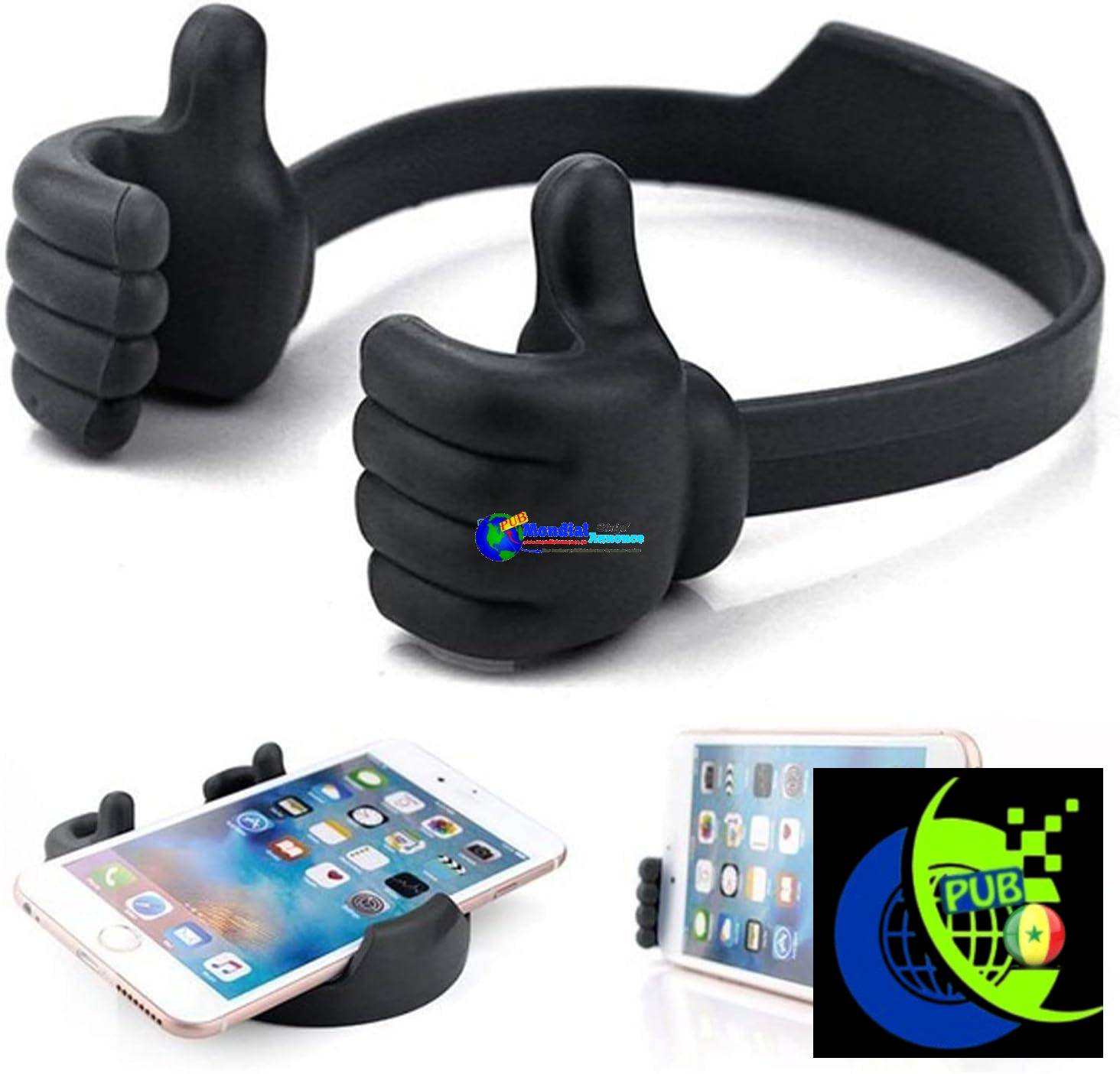 Kinizuxi Support de Téléphone Portable Thumbs Up Lazy Cadeaux pour Noël, Support de Téléphone pour Bureau, Smartphone iPhone, iPad, Samsung et Plus (Noir)