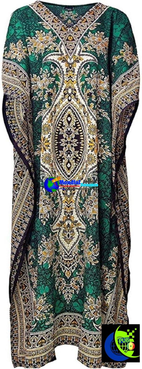 Robe tunique kimono longue imprimée pour femme