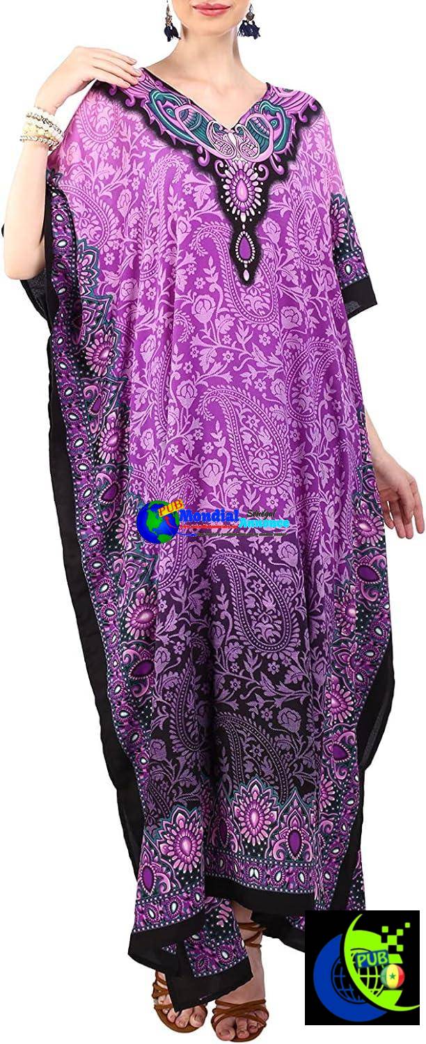Robe longue kimono tunique caftan pour femme Miss Lavish London, robe de plage d’été, grande taille