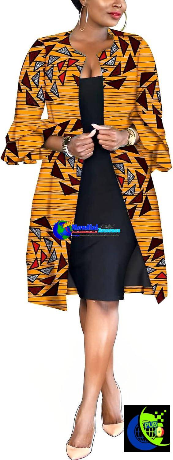 Manteau pour femme africaine Ankara Print Long Jacket Tops Wax Dashiki