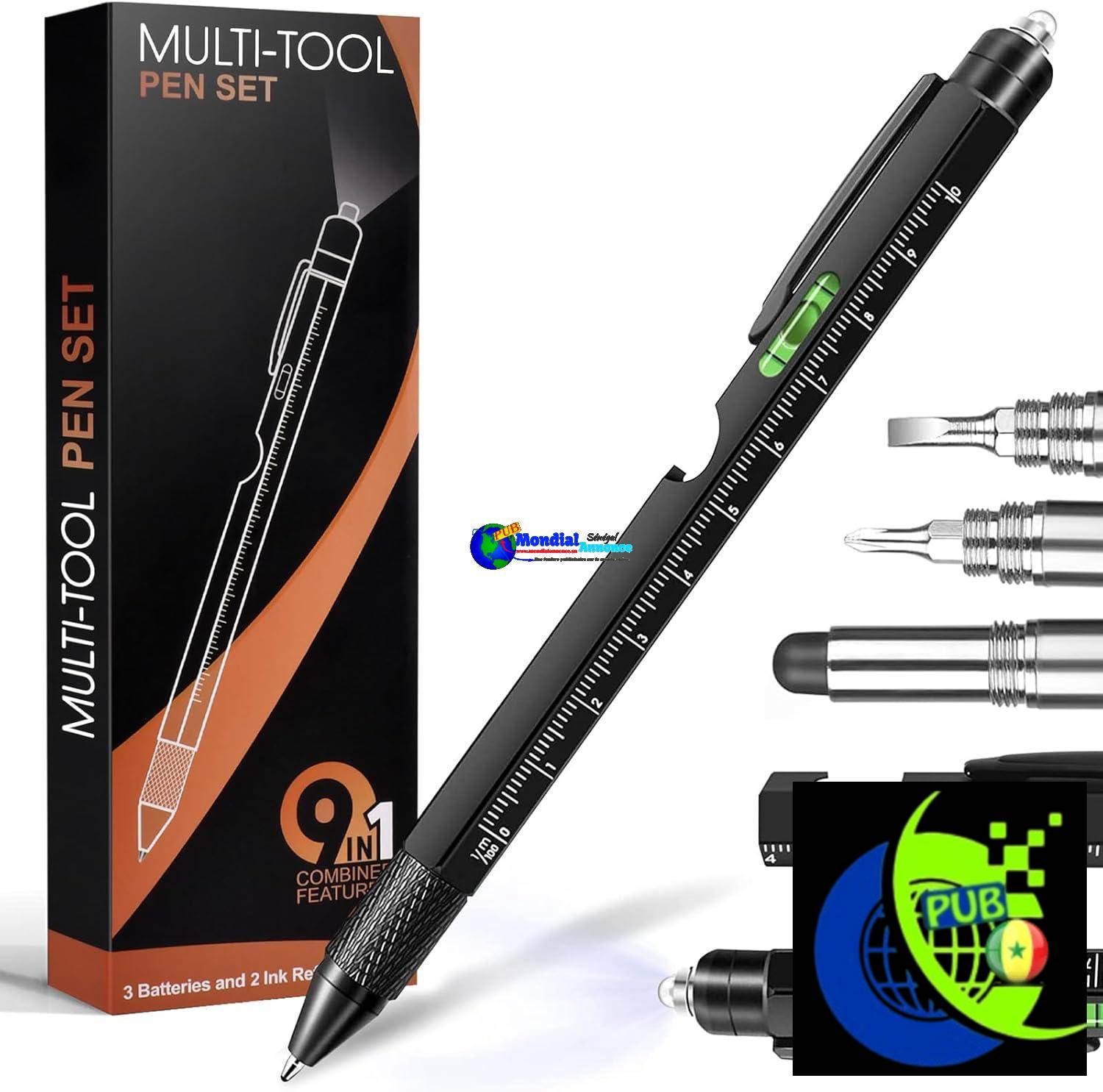 Stylo multi-outils – Ensemble de stylos multi-outils 9 en 1 – Multi-Tool Pen Set 9 in 1