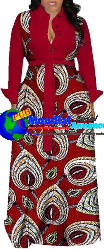 Robe longue imprimé africain pour femme Aro Lora