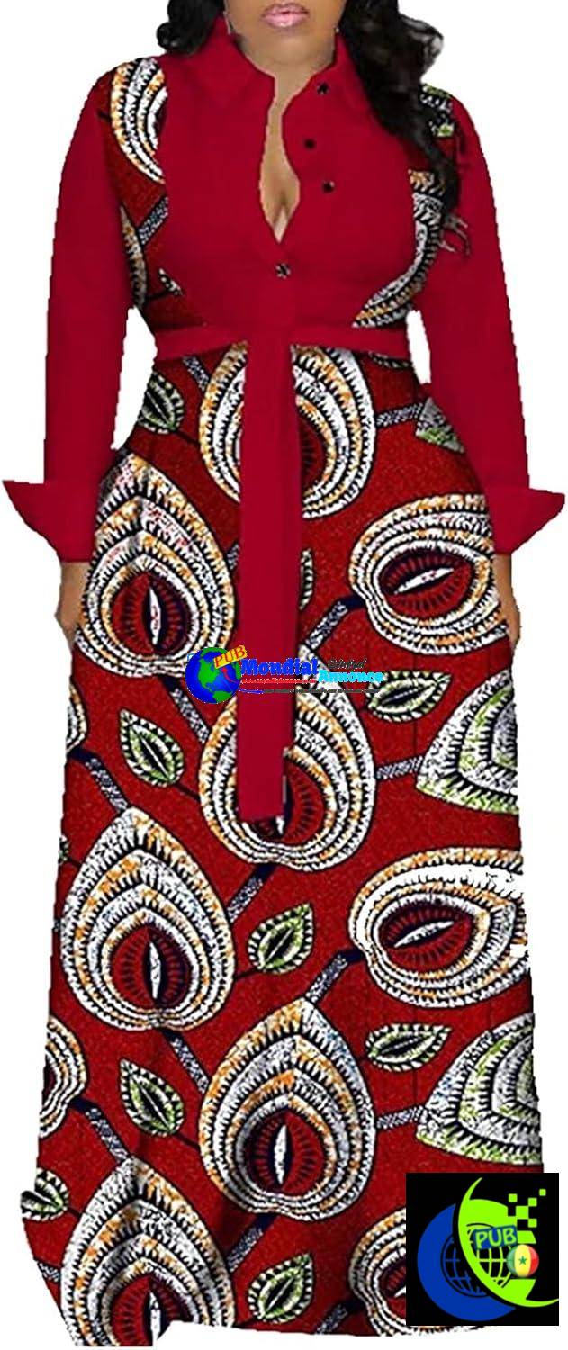 Robe longue imprimé africain pour femme Aro Lora