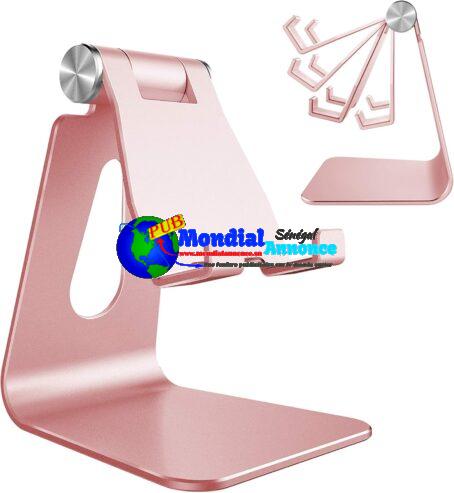 Support de Téléphone lucrave Réglable, Support de Téléphone Multi-Angle pour iPhone 16 15 14 13 Pro Max 12 11 XS Max X 8 7 6 Plus Samsung S10 S9 Smartphones, Or Rose