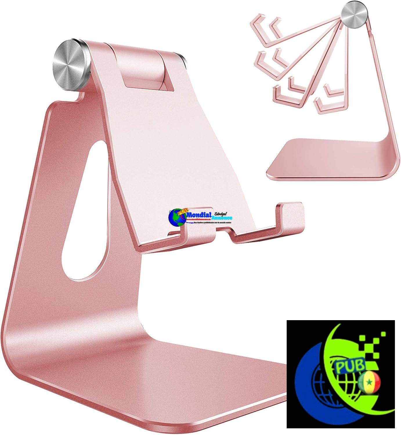 Support de Téléphone lucrave Réglable, Support de Téléphone Multi-Angle pour iPhone 16 15 14 13 Pro Max 12 11 XS Max X 8 7 6 Plus Samsung S10 S9 Smartphones, Or Rose