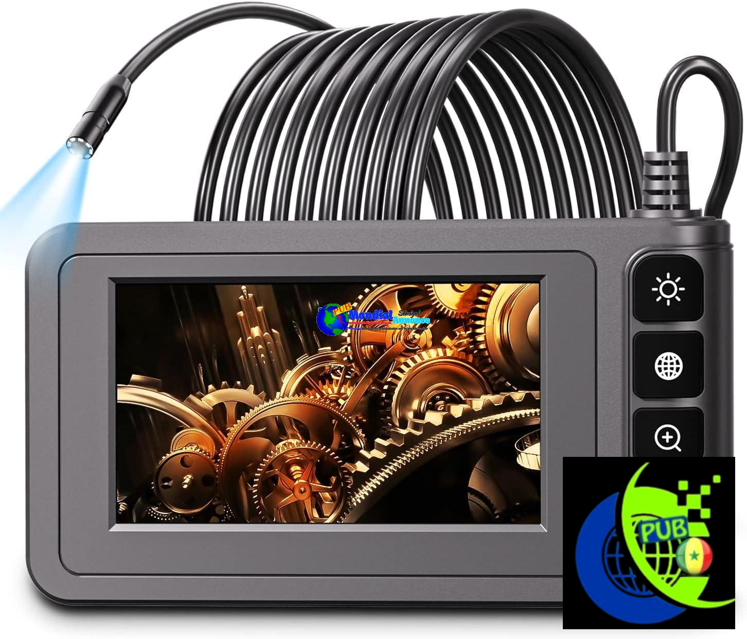 Endoscope Industriel SKYBASIC Caméra d’inspection de Serpent Endoscope IPS 4.3″ Pouces, Caméra Endoscopique avec 8 LED Réglables, Caméra Etanche IP67 de 7.9 mm 5M