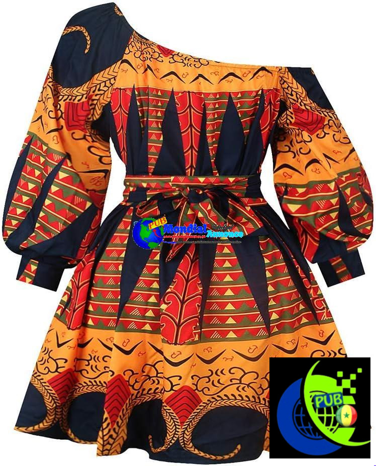 Robes Courtes Style Africain Imprimé Floral Plissé