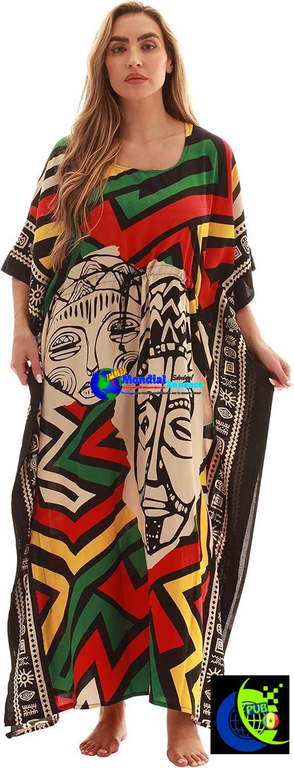 Caftan Dashiki à imprimé africain pour femme
