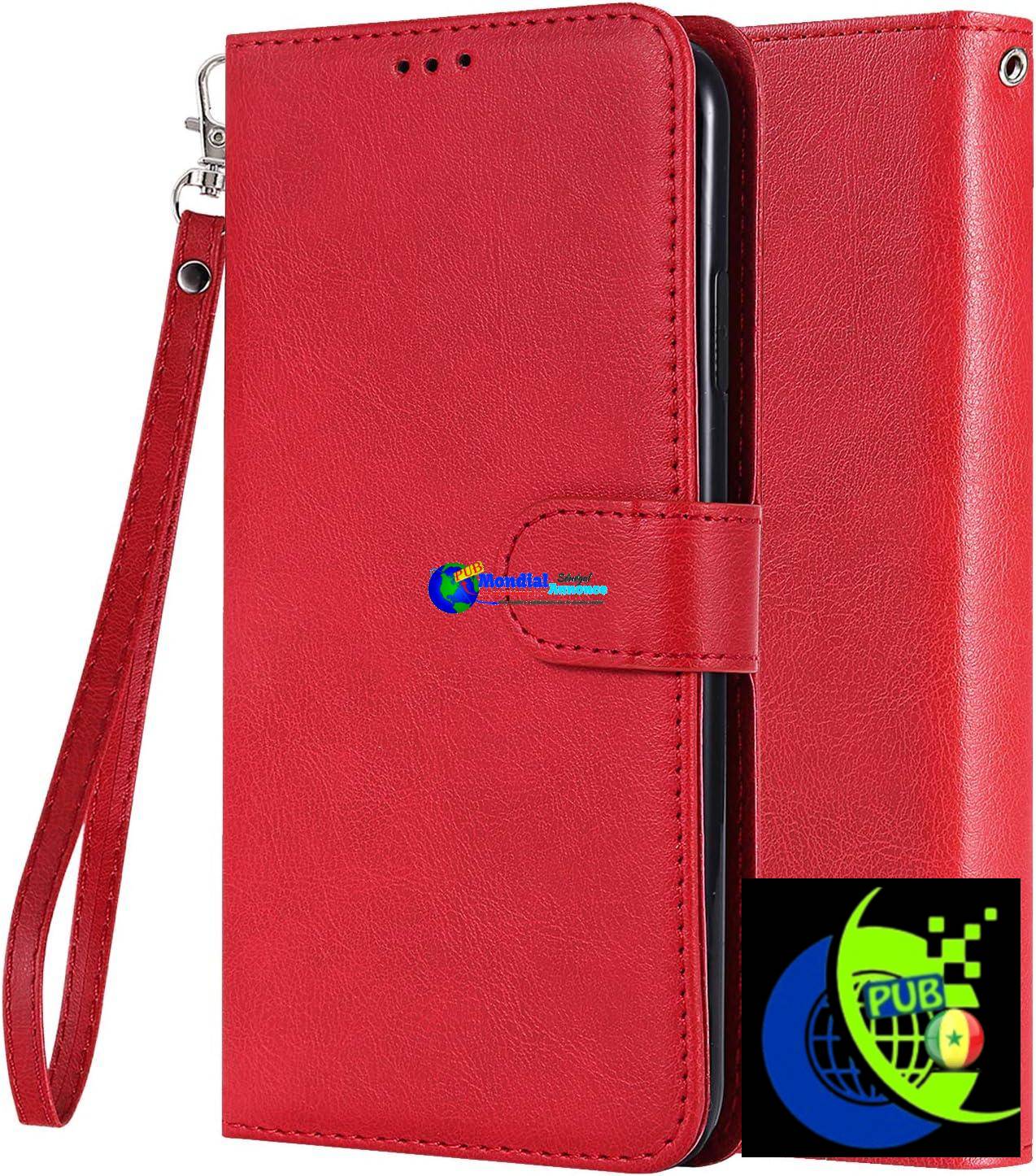 LEMORRY Coque Apple iPhone 6 7 8 Etui Cuir Multifonctionnel Portefeuille Pochette 2in1 Protecteur Magnétique Fente Carte & Cadre Photo Silicone TPU Housse Flip Cover pour iPhone (Rouge)