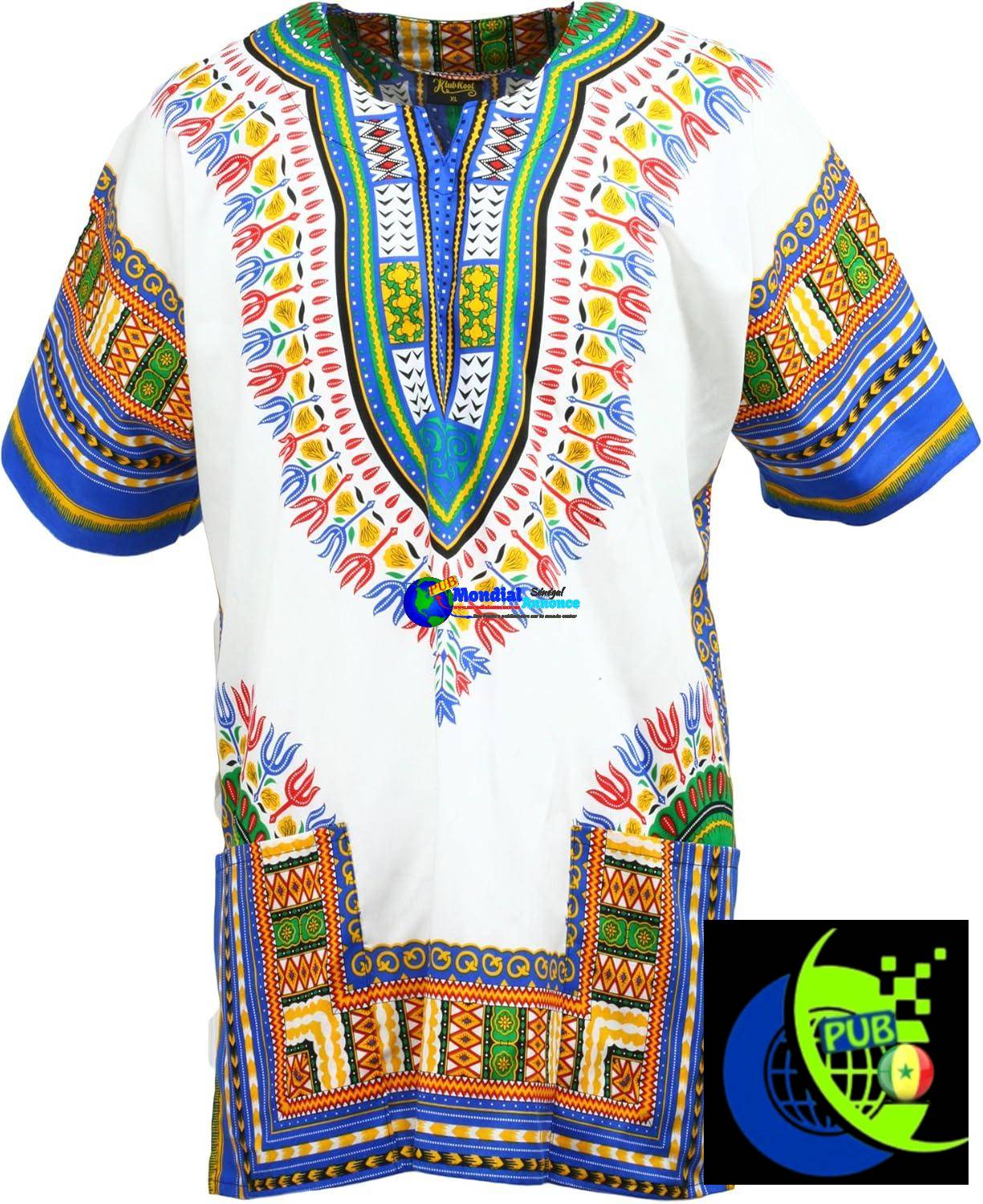 Dashiki Chemise Tribal Africain Caftan Boho Unisexe haut chemise