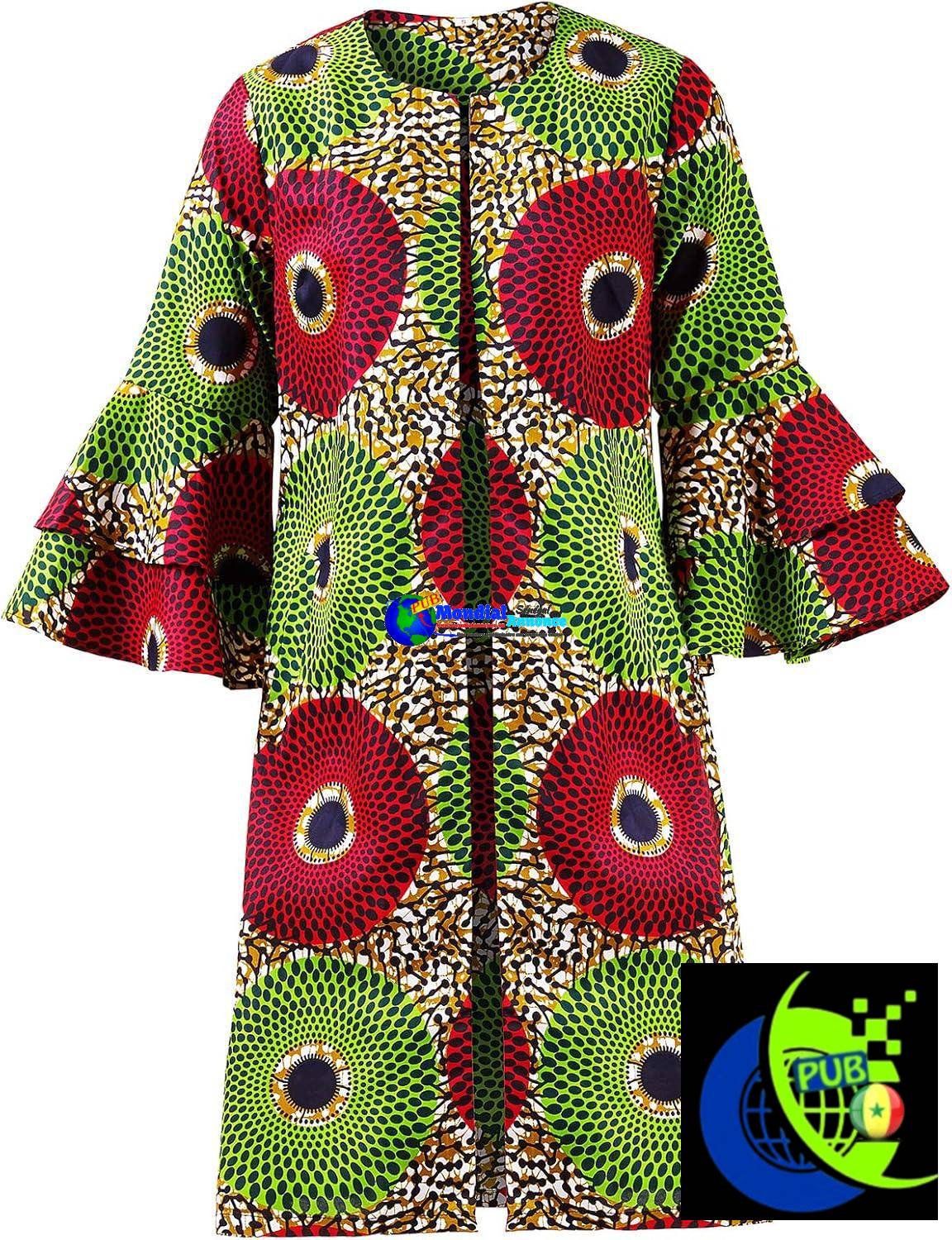 Shenbolen Veste imprimée africaine – Dashiki Robe traditionnelle pour femmes