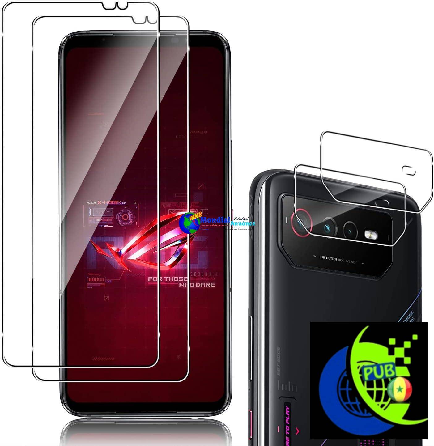 Holilo pour ASUS ROG Phone 6/6 Pro/ASUS ROG Phone 6D / 6D Ultimate 【2+2 Pièces】 Verre Trempé + CaméRa ArrièRe Protecteur