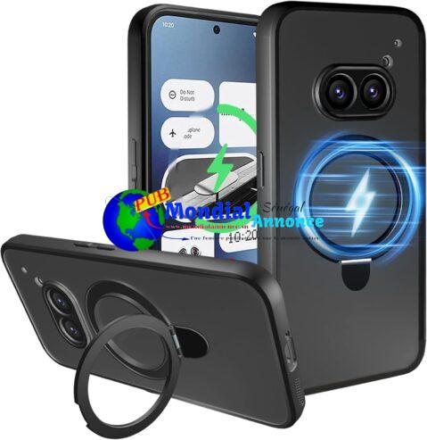 leleyo Coque pour Nothing Phone (2a) Plus / 2a Cover Compatible avec Support MagSafe, Étui magnétique Transparent Mat pour Nothing Phone 2a plus/2a (2024) – Noir Mat