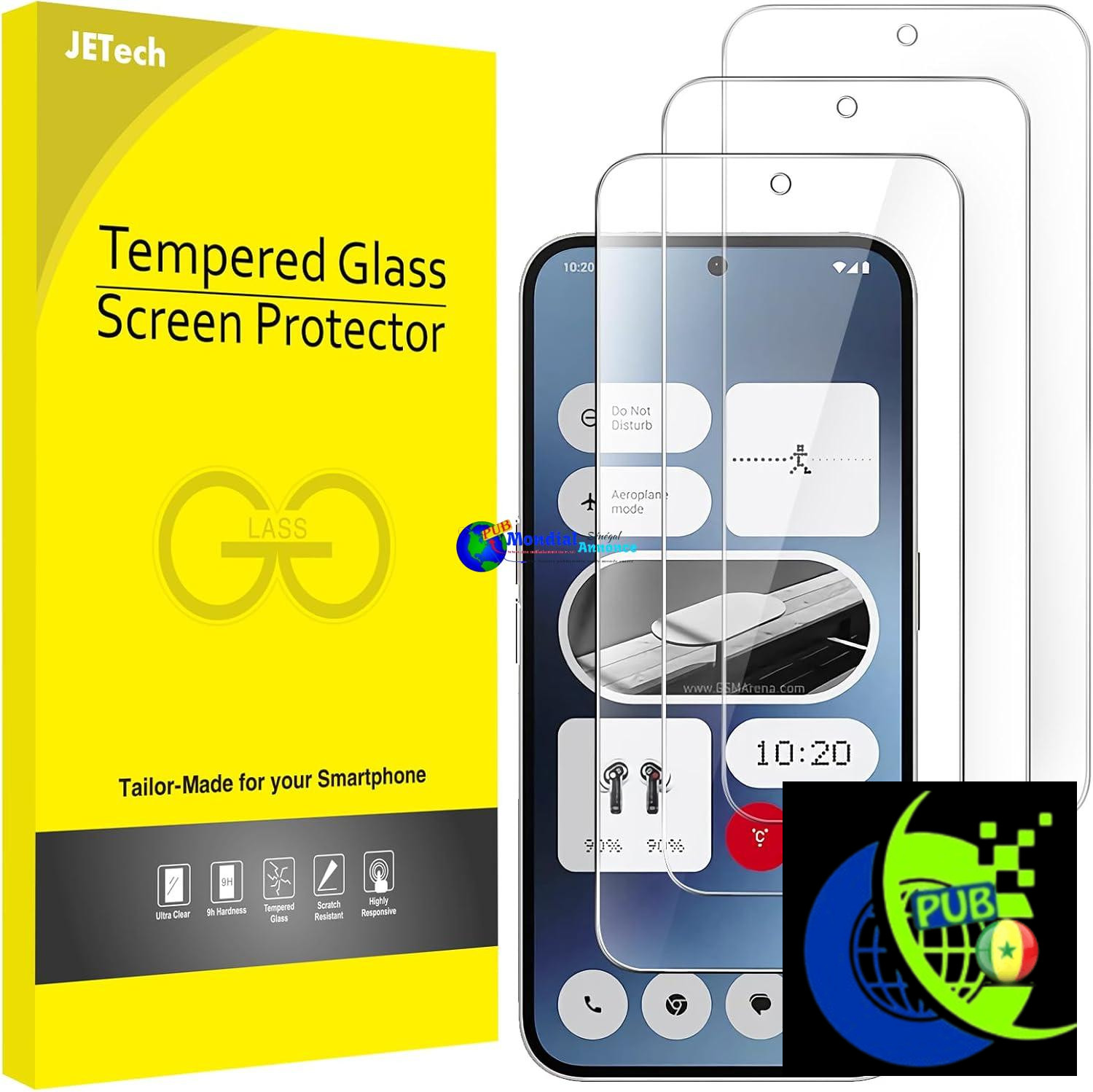 JETech Protection D’écran pour Nothing Phone 2a / 2a Plus 6,7 Pouces, Film en Verre Trempé 9H, Anti-Rayures, HD Clair, Lot de 3