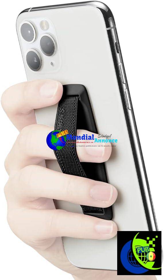 Spigen Flex Strap/Phone Grip/Holder/Sangle Téléphone Compatible avec Tous Les téléphones et tablettes – Noir