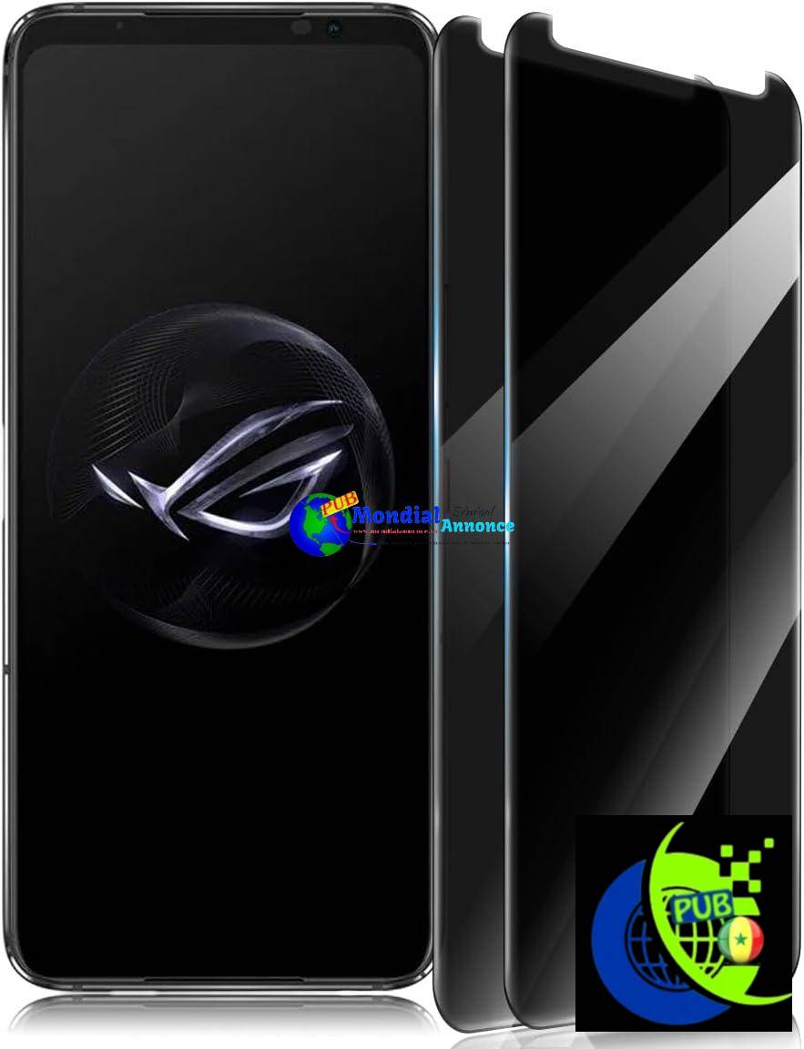Gelaasso 2 Pièces Verre Trempé Anti Espion pour Asus ROG Phone 7 Protection d’écran, Dureté 9H Glass Anti Rayures – Confidentialité Protection en Écran, film Verre protection Asus ROG Phone 7