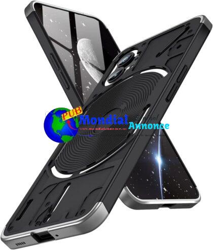 BRAND SET Coque et Étui Protecteur pour Nothing Phone (1) Fine Matte PC Case, Coque Dure Anti-Rayures Digitales Ultra-Mince Housse -Argent Noir