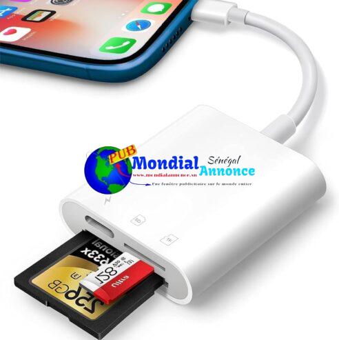 Lecteur de Carte SD et Micro SD pour Phone et iPad – Adaptateur Polyvalent