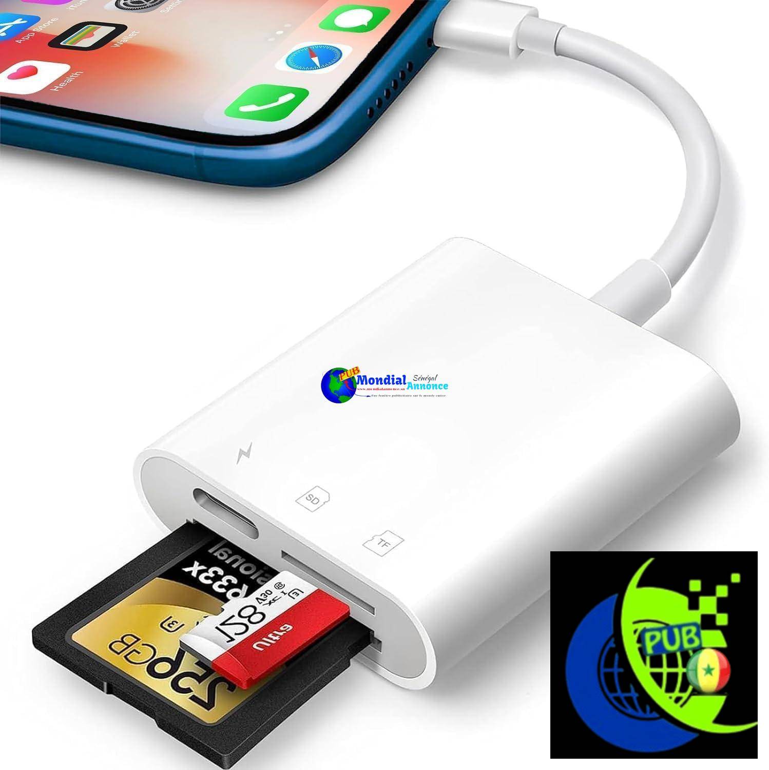 Lecteur de Carte SD et Micro SD pour Phone et iPad – Adaptateur Polyvalent