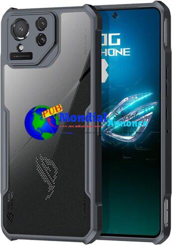 GIOPUEY Étui pour ASUS ROG Phone 8 Pro, Coque en PC Dur + TPU Souple, Grande Transparence, Étui Transparent, Amortisseur Antichoc, Pas de Jaunissement – Black