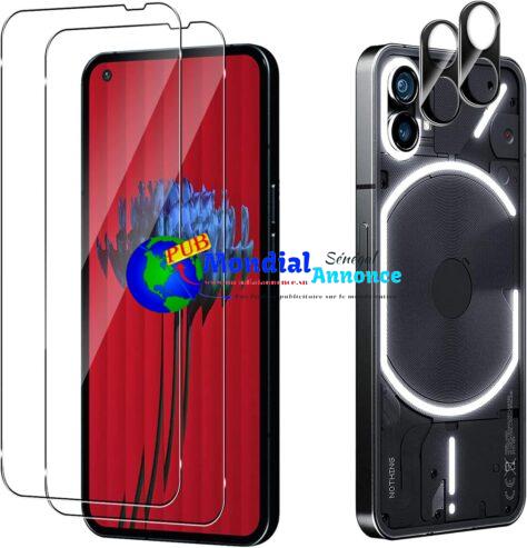 Yenwen Verre Trempé Compatible avec Nothing Phone (1), 2 Pièces Film Protection écran et 2 Pièces Caméra Arrière Protecteur, Anti Rayures – Dureté 9H Glass – Sans Bulles