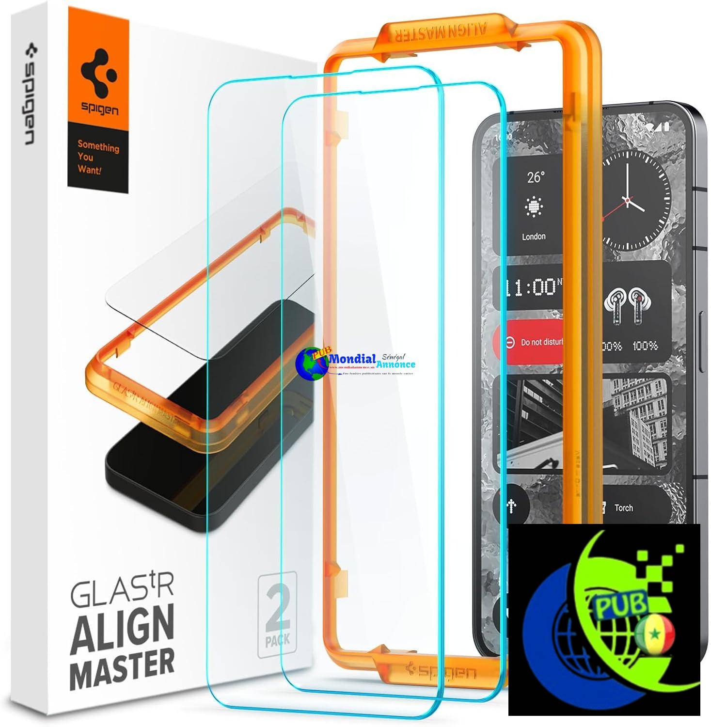 Spigen AlignMaster – Verre Trempé Nothing Phone (2) |  Résistant aux Rayures, Protection 9H & Installation Facile