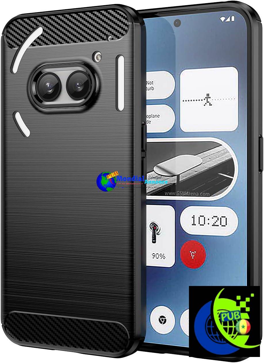 owlhold Coque pour Nothing Phone 2A, Housse Premium TPU Souple Texture Fibre de Carbone Etui Protection Téléphone Antichoc, Anti-Rayures, Anti-Dérapante, Silicone Case Bumper, Noir
