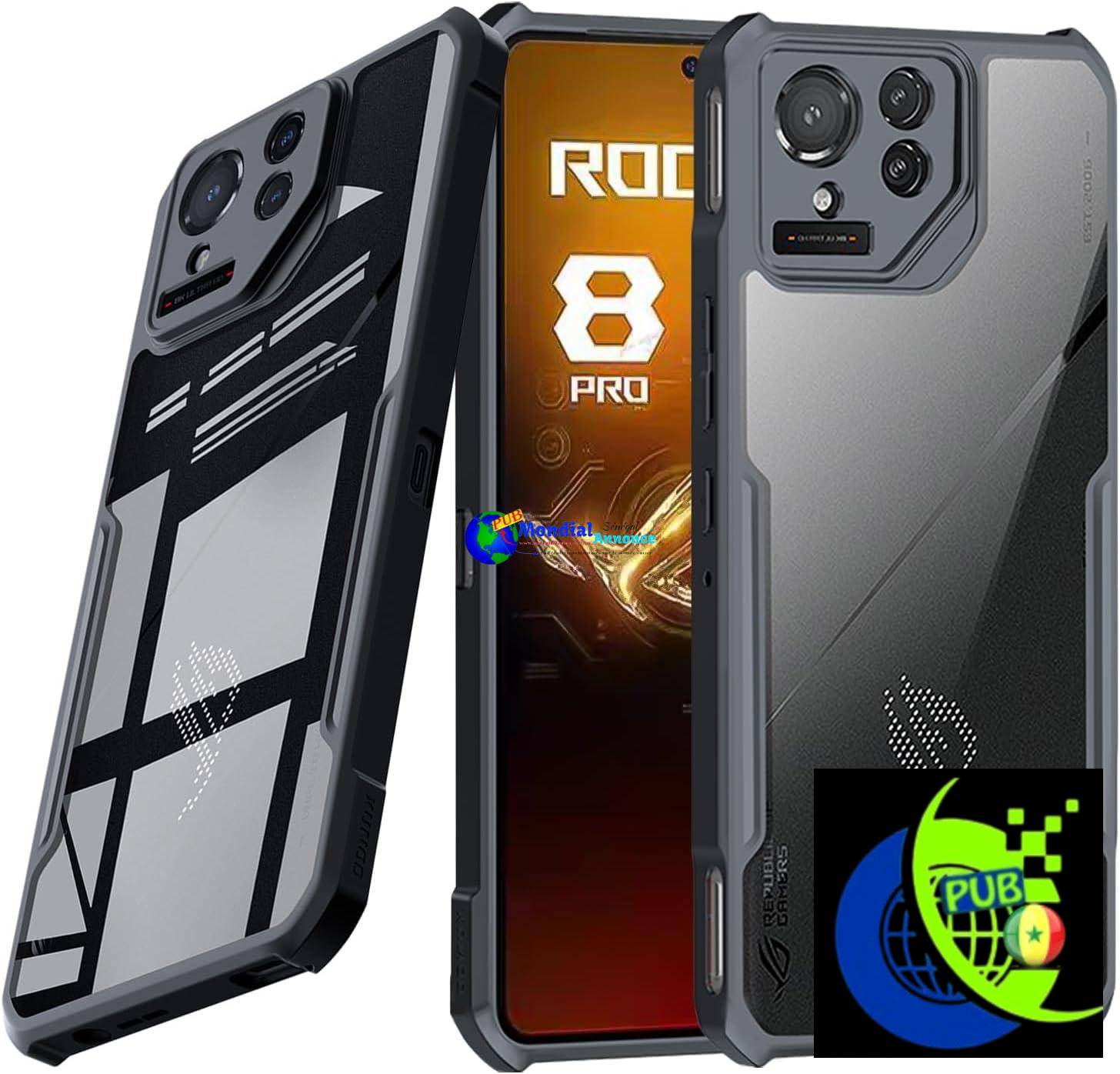 Guizzcg pour ASUS ROG Phone 8 Pro 5G Coque, Anti-jaunissement, en TPU Souple et Acrylique, Coque de Protection Airbag, Résistante Aux Chutes,Noire