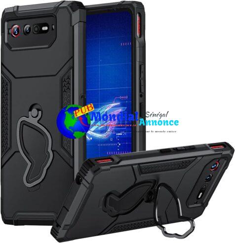 HikerClub Support Coque pour ROG Phone 6/6 Pro (2022), Caché Plié Support pour Téléphone Anti Empreintes Digitales Téléphone Antichoc Case, Noir