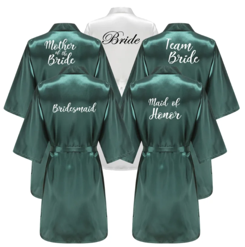 Robe de mariée avec lettres blanches, kimono en satin, peignoir de demoiselle d’honneur, YE6522