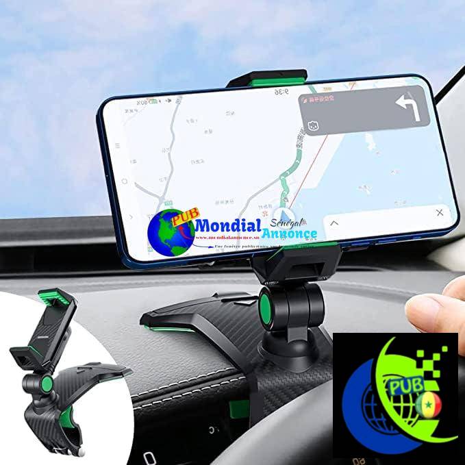 OUBELI Support de Téléphone Multifonction pour Tableau de Bord de Voiture Automobile Car Phone Mount avec Clip à Ressort réglable Rotatif à 360° pour GPS et Les Smartphones de 4 à 7 Pouces – Noir